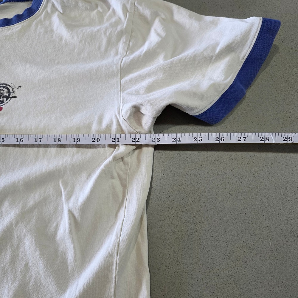 Disney Store Mickey Mouse Motorcycle Ringer Tee White Blue Mens Large 56767 - Picture 2 of 10